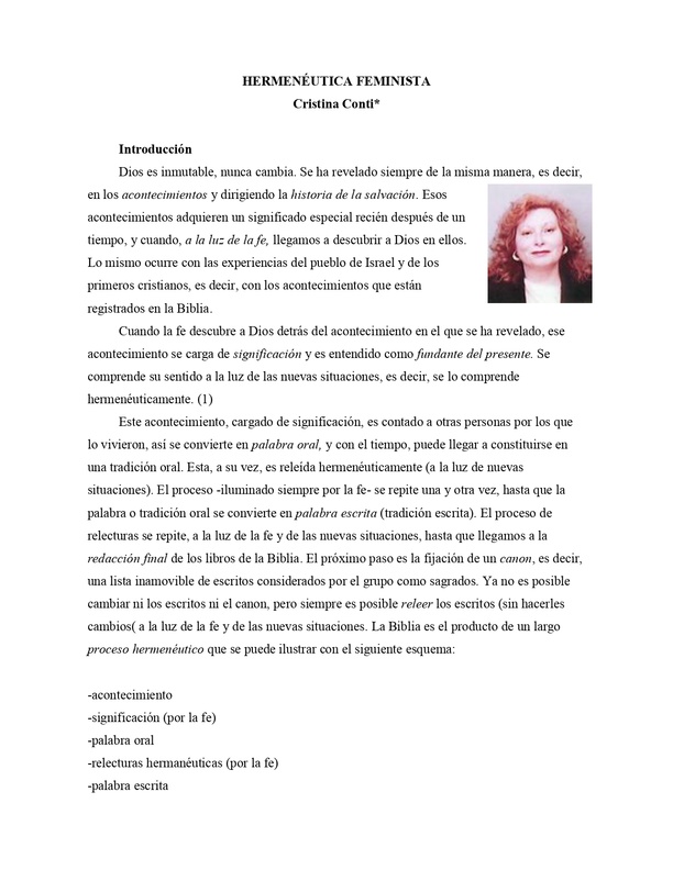 Conti, Cristina. Hermenéutica feminista.