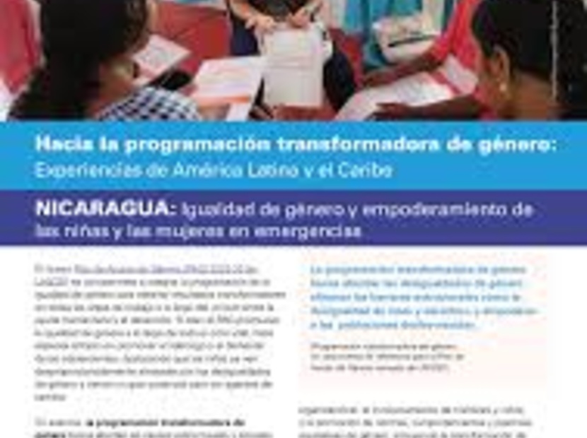 Nicaragua: Igualdad de género y empoderamiento de las niñas y las mujeres en emergencias